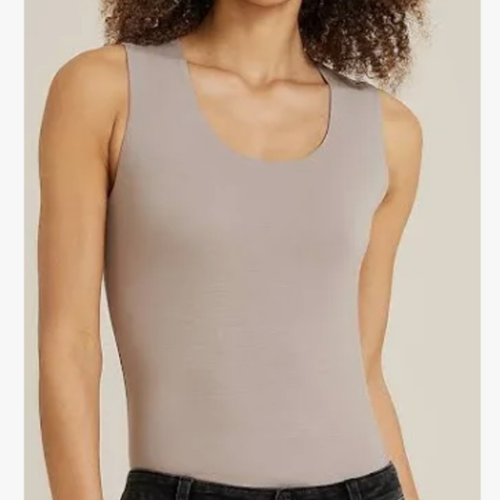 Maurices Double Layer Scoop Neck Tank Top Taupe - Medium